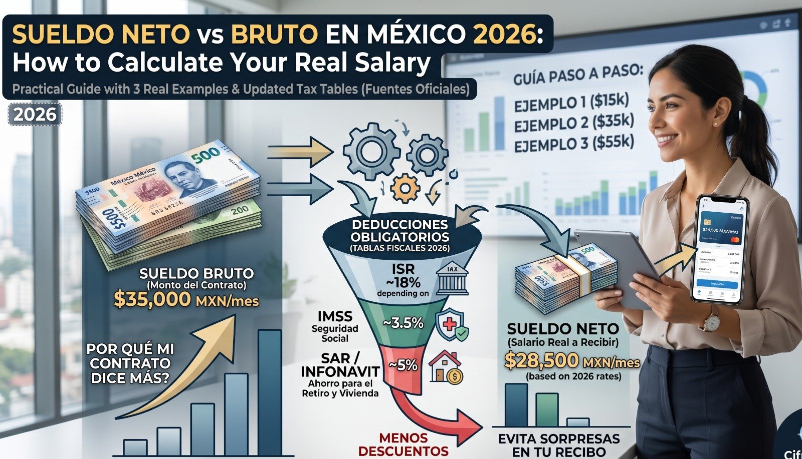 Sueldo Neto vs Bruto en México 2026: Cómo Calcular tu Salario Real con Ejemplos